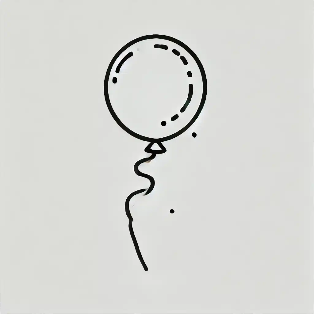 Simple and minimal line drawing of a balloon with an oval shape and a string attached at the bottom.