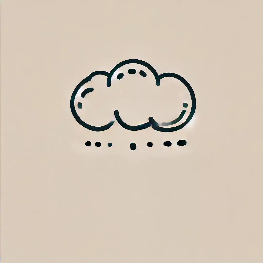 Simple and minimal line drawing of a cloud with a rounded, fluffy shape.