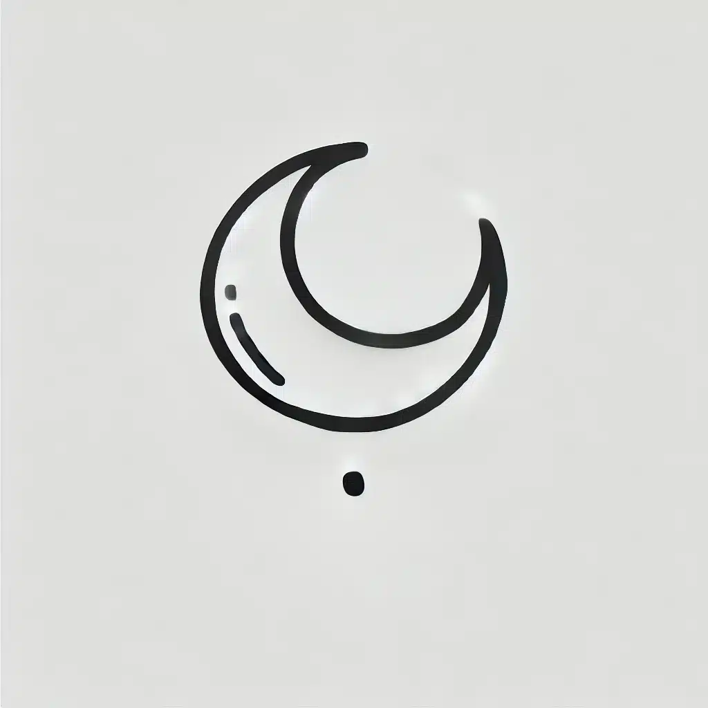 Simple and minimal line drawing of a crescent moon with a smooth, curved shape.