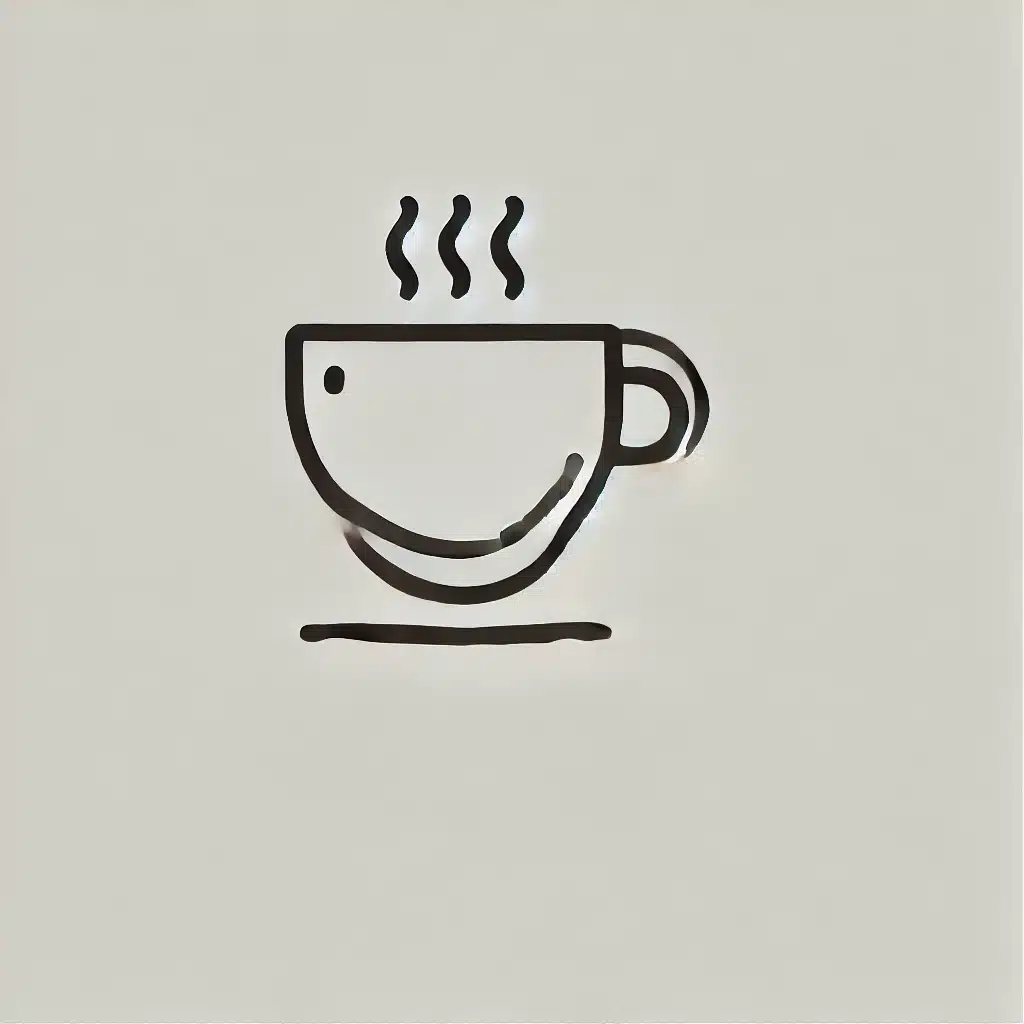 Simple and minimal line drawing of a cup of hot chocolate with steam rising from the top.