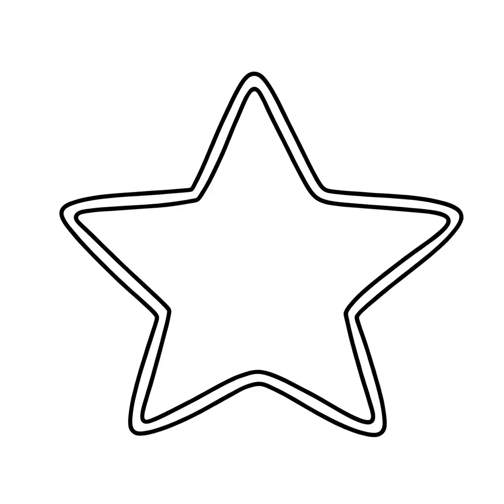 Simple and minimal line drawing of a star with five rounded points. cute drawing ideas