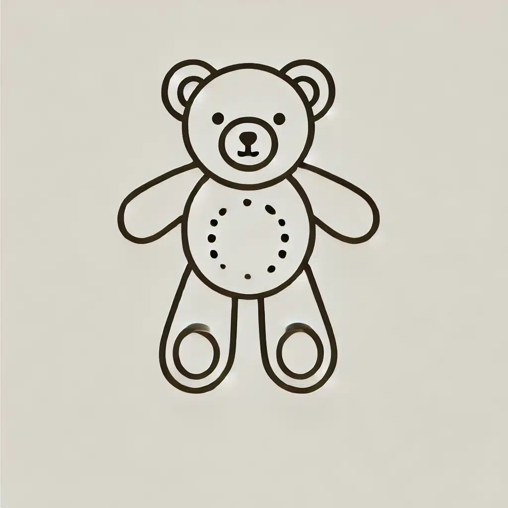 Simple line drawing of a cute teddy bear