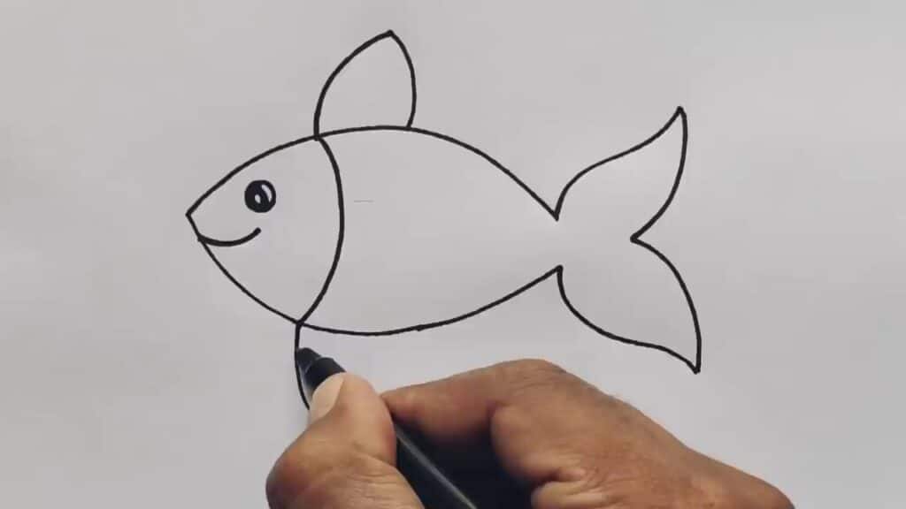 Fish drawing with enhanced fin lines and tail detail.