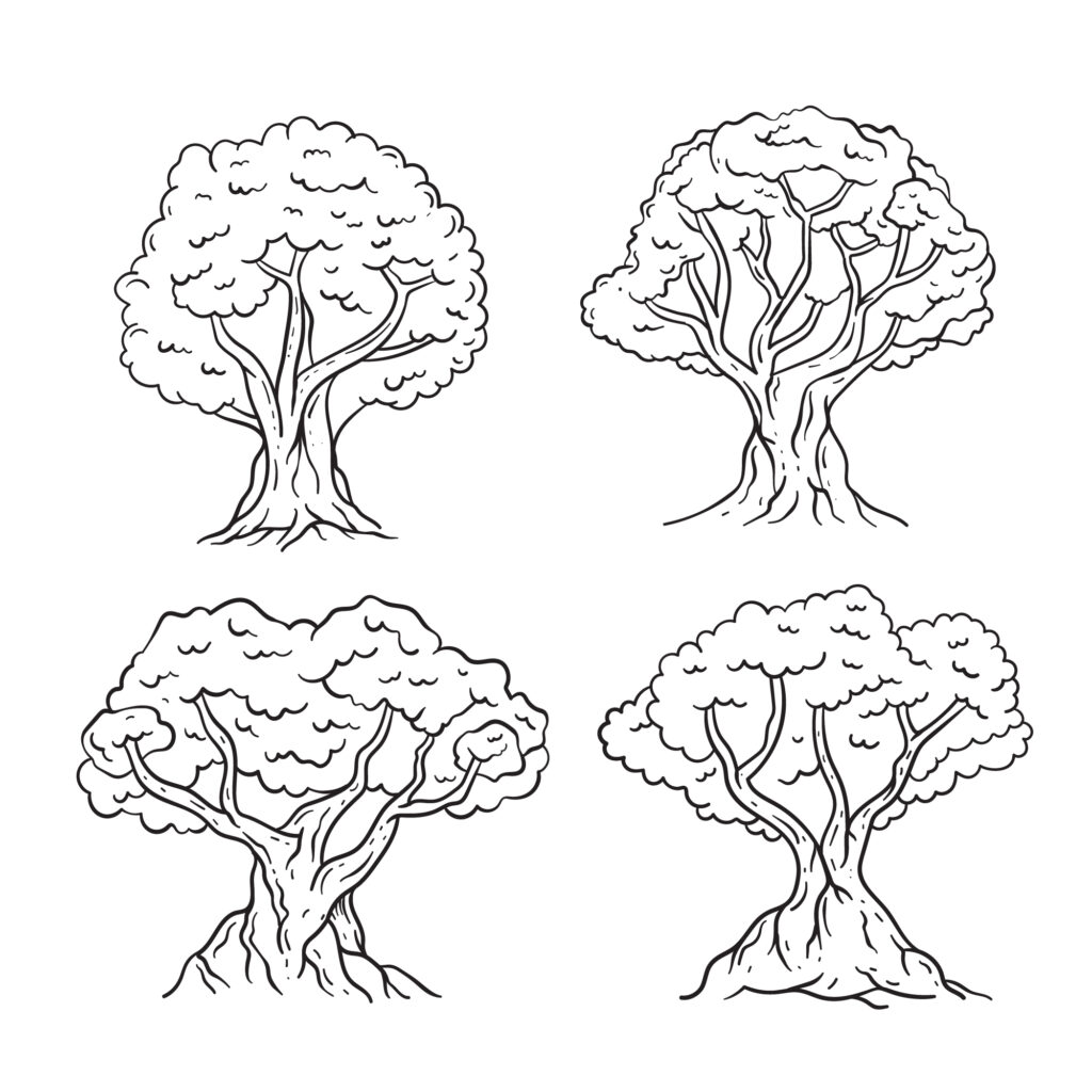 A tree representing the four seasons with distinct colors and elements.