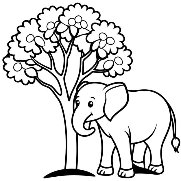 ALT TEXT: An elephant peacefully resting under a tree.
DESCRIPTION: A tranquil illustration of an elephant under a tree, perfect for conveying serenity.
Caption: Find peace with this delightful elephant resting under a tree!
TITLE: Elephant Under a Tree