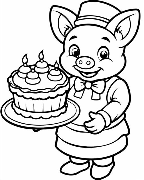 A delightful pig dressed as a chef, preparing a meal in the kitchen.