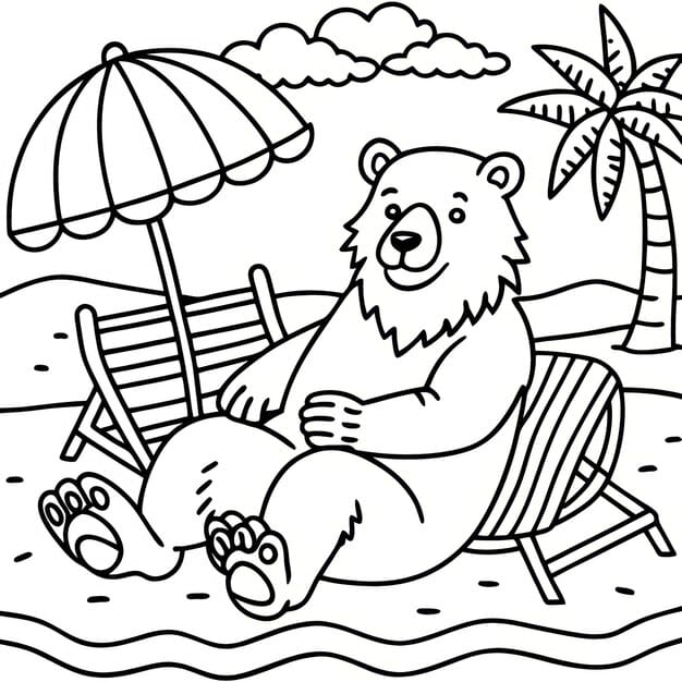 A bear enjoying a day at the beach.