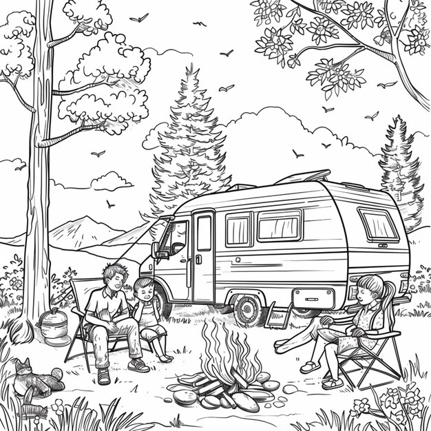 A color by number activity featuring fall camping.