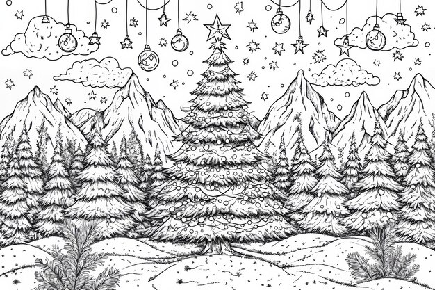 ALT TEXT: A nature-inspired Christmas tree decorated with natural elements. DESCRIPTION: A beautiful illustration of a Christmas tree adorned with natural decorations. Caption: Embrace the beauty of nature with this lovely nature-inspired Christmas tree! TITLE: Nature-Inspired Tree