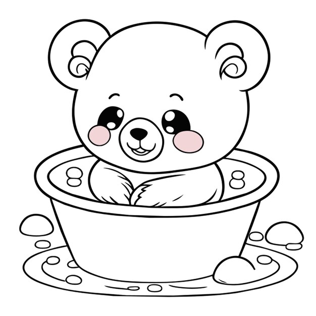 **ALT TEXT**: A fluffy bear relaxes in a bathtub filled with bubbles, wearing a shower cap. The scene is cheerful, with rubber ducks floating around and a towel draped over the side of the tub, creating a cozy and playful atmosphere.

**Description**: A whimsical scene of a bear comfortably lounging in a bubbly bath, complete with a colorful shower cap and playful rubber ducks. The bear looks content and relaxed, surrounded by fluffy bubbles, making it a charming depiction of self-care and fun in a cozy bathroom setting.

**Title**: "Bear in a Bath: A Soothing Soak"

**Caption**: This adorable bear enjoys a delightful bubble bath, showcasing the simple joys of relaxation and pampering in a charming and playful environment.