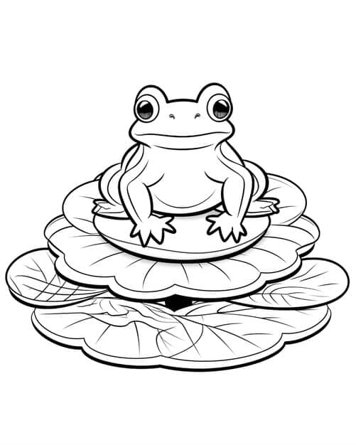 ALT TEXT: A frog resting peacefully on a lily pad in a pond.
DESCRIPTION: A serene drawing of a frog on a lily pad, showcasing tranquility.
Caption: Find peace with this frog on a lily pad drawing!
TITLE: Frog on a Lily Pad