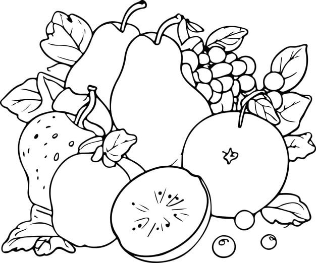 A color by number activity featuring fall fruits.