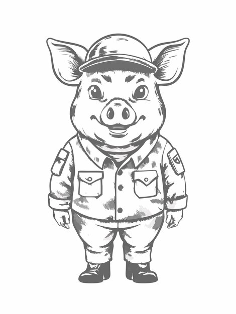 A clever pig dressed as a detective, holding a magnifying glass and surrounded by clues.