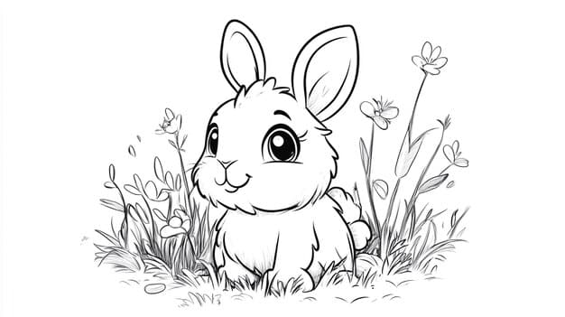 A playful bunny hopping through a field of colorful flowers.