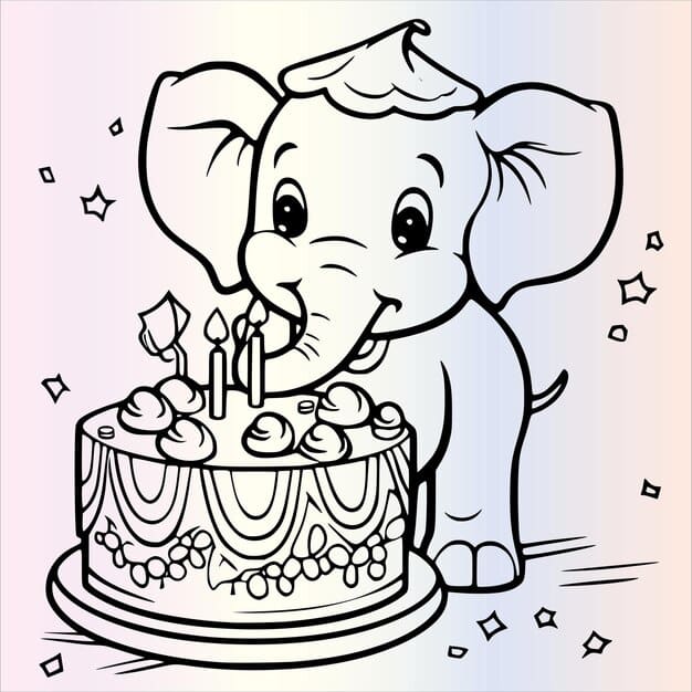 ALT TEXT: An elephant joyfully celebrating with a birthday cake.
DESCRIPTION: A delightful illustration of an elephant at a birthday celebration, perfect for conveying joy.
Caption: Celebrate with this charming elephant and its birthday cake!
TITLE: Elephant with a Birthday Cake