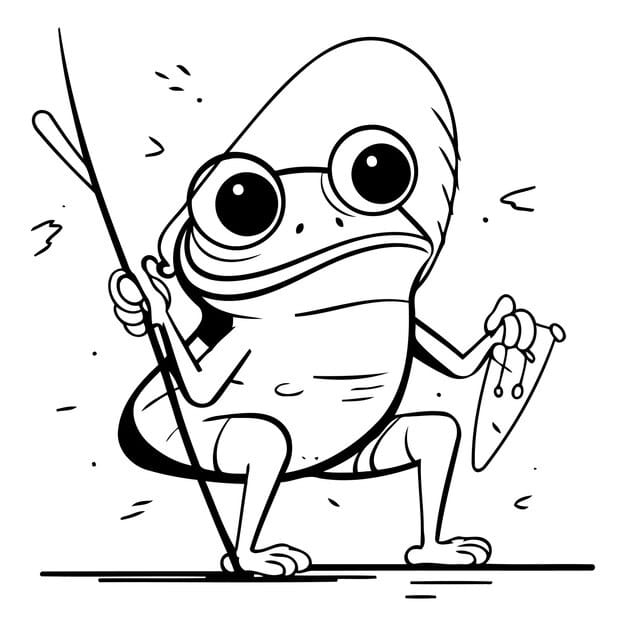 ALT TEXT: A determined frog holding a treasure map in an adventurous pose.
DESCRIPTION: A playful drawing of a frog on a treasure hunt.
Caption: Discover treasures with this frog on a treasure hunt drawing!
TITLE: Frog on a Treasure Hunt