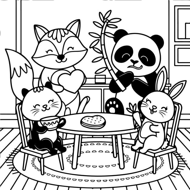 ALT TEXT: A loving panda family playing together in a natural setting.
DESCRIPTION: A charming illustration capturing the bond of a panda family.
Caption: Celebrate family love with this adorable panda scene!
TITLE: Panda Family Scene