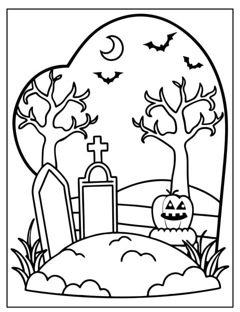 A color by number activity featuring Halloween night.