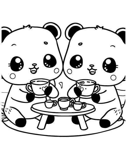 ALT TEXT: A panda at a whimsical tea party with cute animal friends.
DESCRIPTION: A charming illustration of a panda enjoying a delightful tea party.
Caption: Join the fun with this adorable panda tea party drawing!
TITLE: Panda in a Tea Party