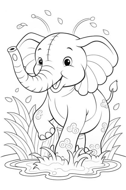 ALT TEXT: A joyful elephant splashing water with its trunk.
DESCRIPTION: A lively illustration of an elephant having fun in the water, perfect for any art lover.
Caption: Dive into creativity with this playful elephant drawing!
TITLE: Elephant Splashing Water