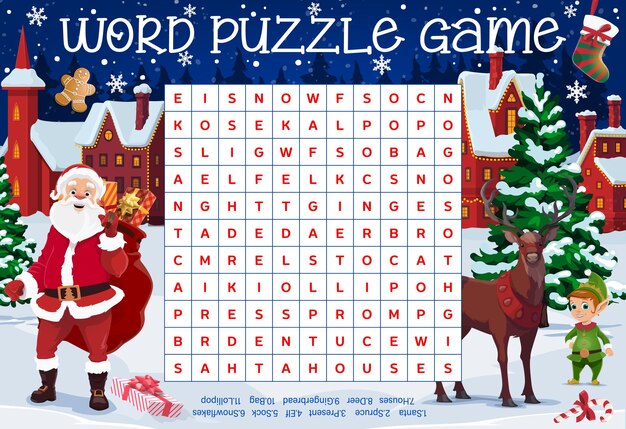 merry christmas word puzzle worksheet with santa 8071 51775 2