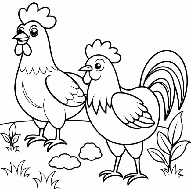 ALT TEXT: Chickens enjoying a fun adventure on the farm.
DESCRIPTION: A lively illustration of chickens on a farm adventure, perfect for showcasing exploration and fun.
Caption: Join the adventure with these delightful chickens exploring farm life!
TITLE: Chickens on a Farm Adventure