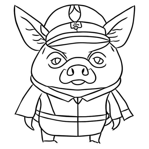 ALT TEXT: A clever pig dressed as a detective with a trench coat and magnifying glass.