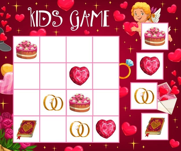 saint valentine day child crossword game with love symbols 8071 2999