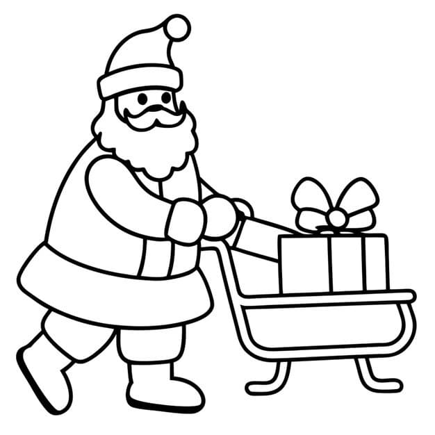 ALT TEXT: Santa Claus delivering presents in his sleigh through the night sky.
DESCRIPTION: A festive coloring page featuring Santa in flight, spreading joy and gifts.
Caption: Color Santa as he delivers presents, sharing the joy of Christmas with everyone!