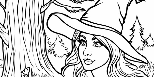 adult coloring page featuring witch 1022029 162018