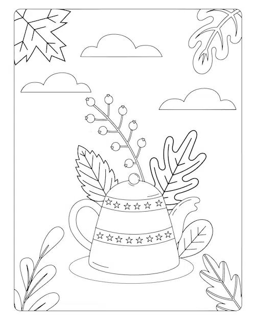 autumn coloring pages kids premium vector 638495 487