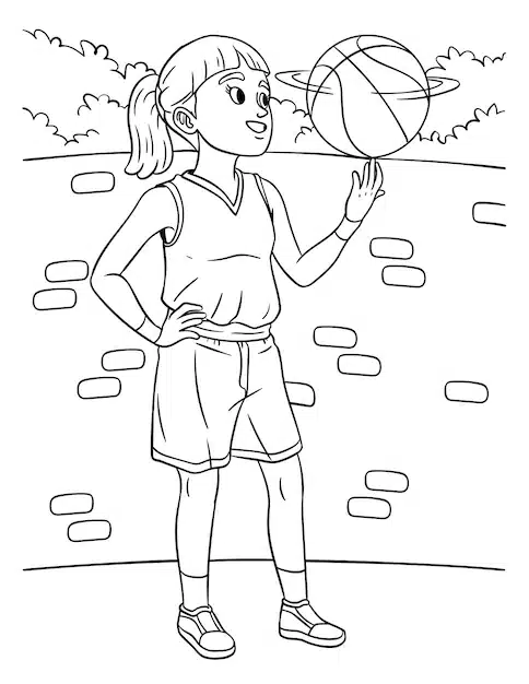 basketball girl spinning ball coloring page 576561 6730