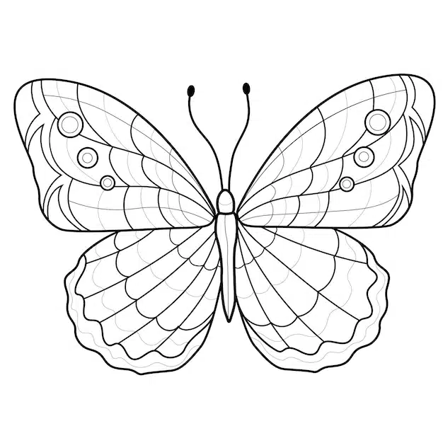 beautiful butterfly coloring book antistress children adults illustration isolated white background zen tangle style black white drawing 542782 292