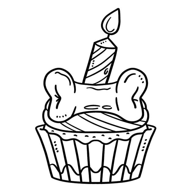 birthday cupcake with candle isolated coloring 576561 7608