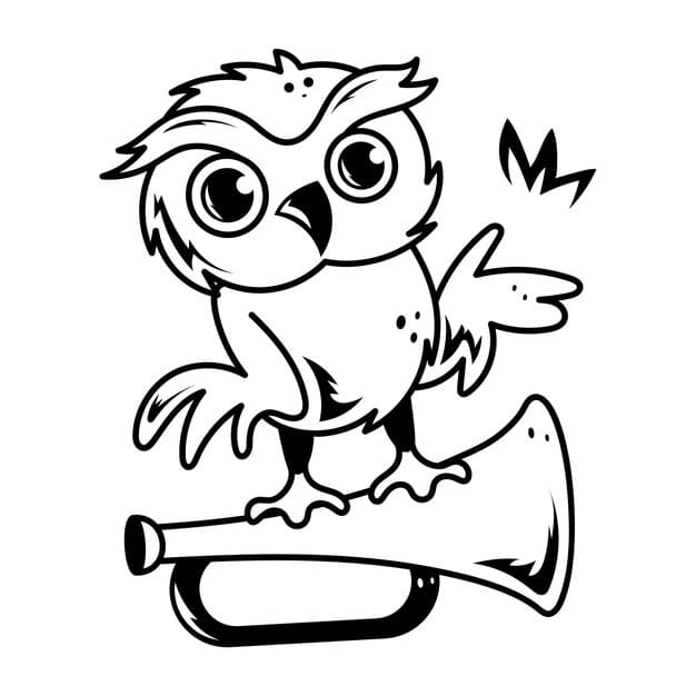 black white drawing owl with big eyes 67813 22778