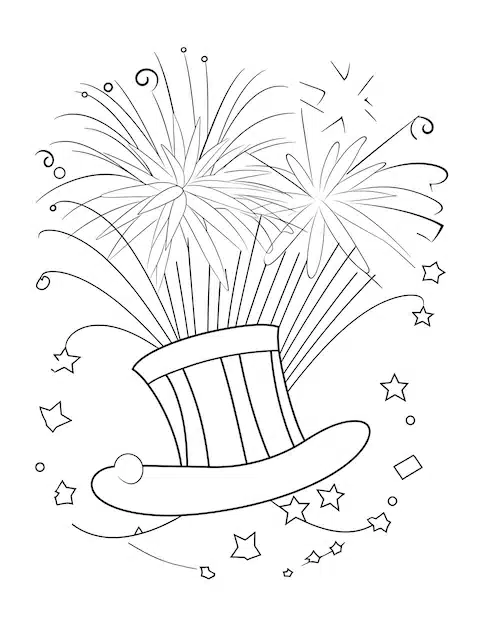 black white drawing top hat with fireworks background 658322 1461