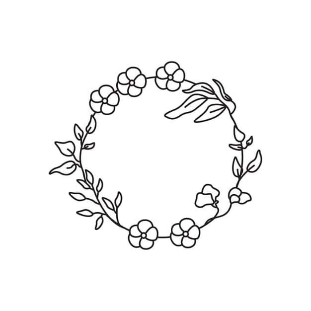 black white illustration wreath with flowers 667977 138