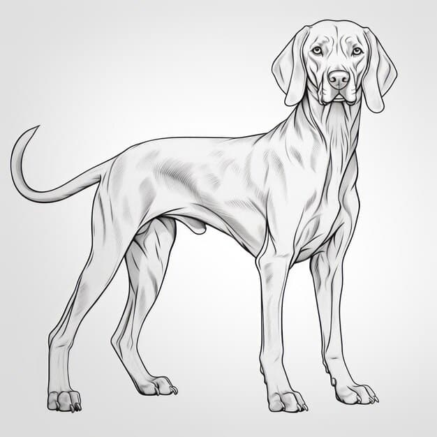 black white line drawing weimaraner graphic illustration style 899449 212286