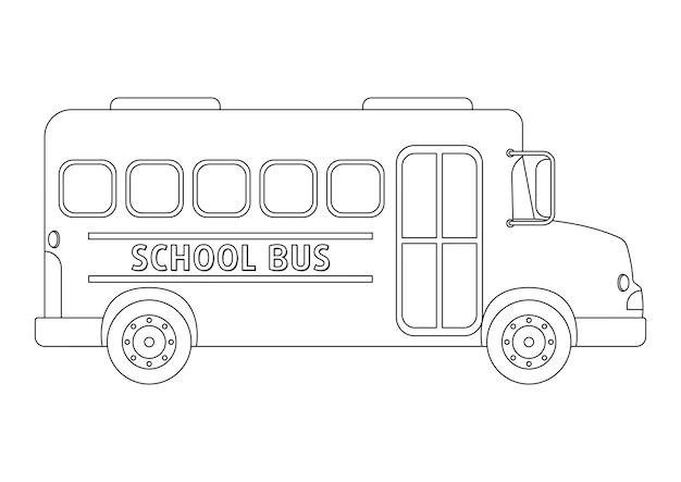 black white school bus vector illustration isolated white background coloring page school bus flat style 860056 693