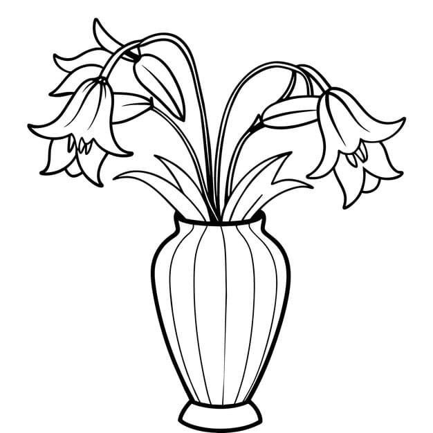 bluebell flower vase outline illustration coloring book page design bluebell flower v 871209 11465