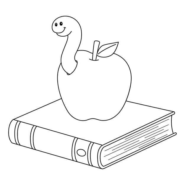 book with apple isolated coloring page 576561 5803