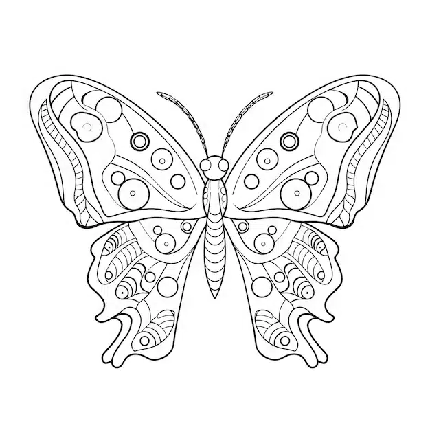 butterfly outline with linear flat details coloring page 118195 7227