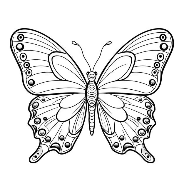 butterfly outline with linear flat details coloring page 118195 7653