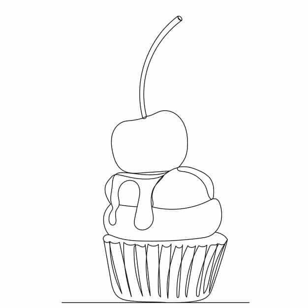 cake drawing by one continuous line isolated vector 566661 6854