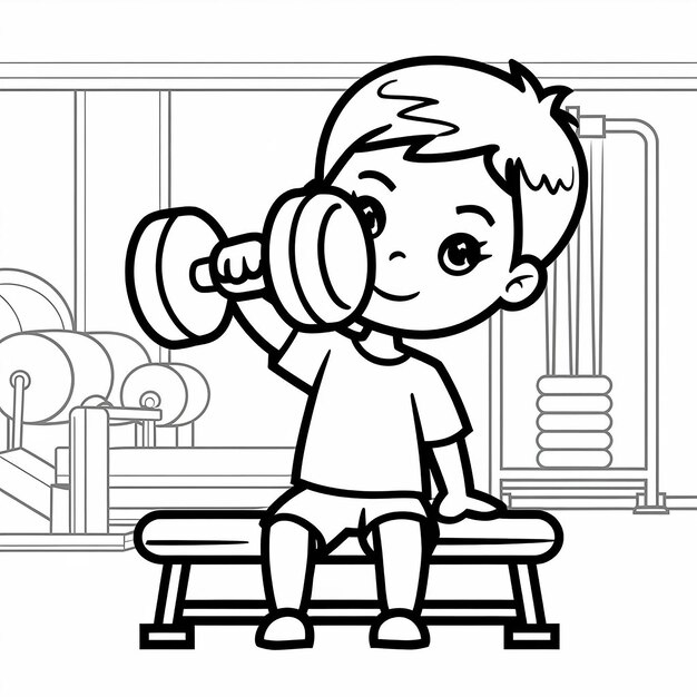 cartoon little boy exercising with dumbbell 1254992 277624