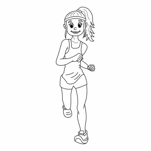 cartoon running girl coloring page 781202 199