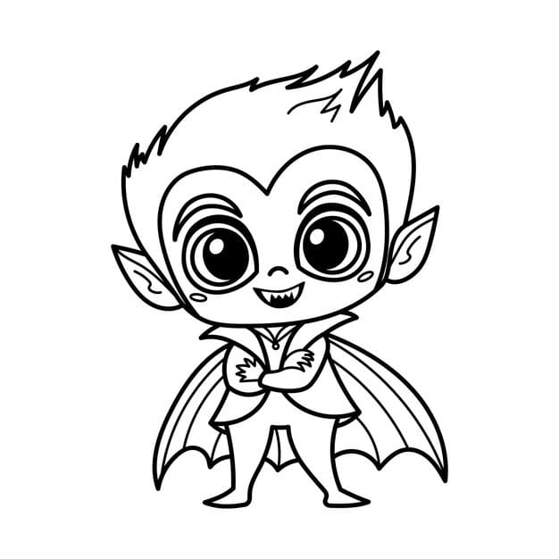 cartoon vampire with big eyes sharp fangs bat wings perfect halloweenthemed projects 860626 238