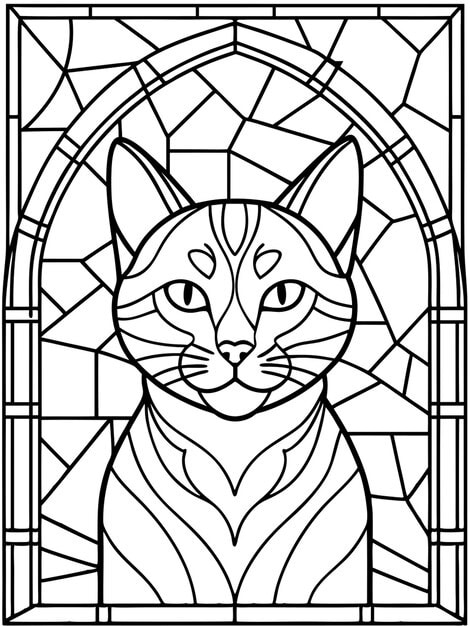 cat stained glass background amazing vector illustration line art 969863 328928