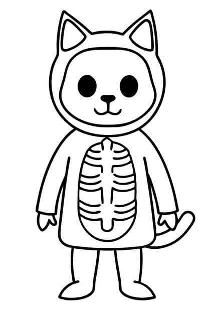 cat wearing skeleton costume vector illustration line art 969863 339672