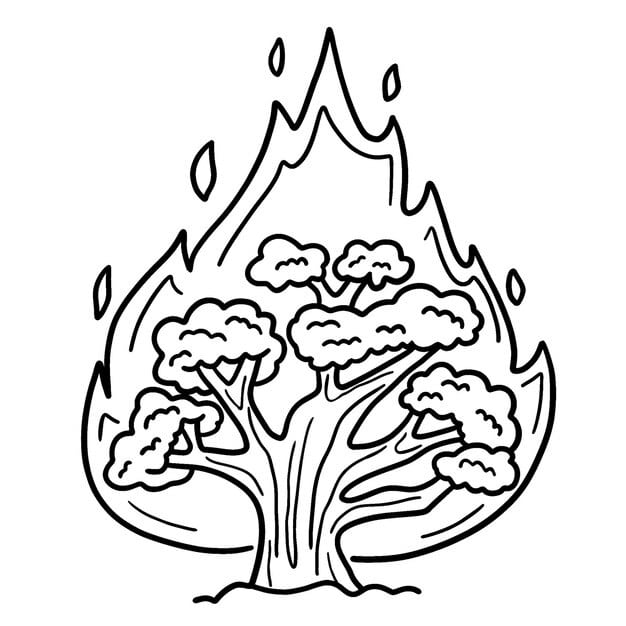 christian burning bush isolated coloring page 576561 6538